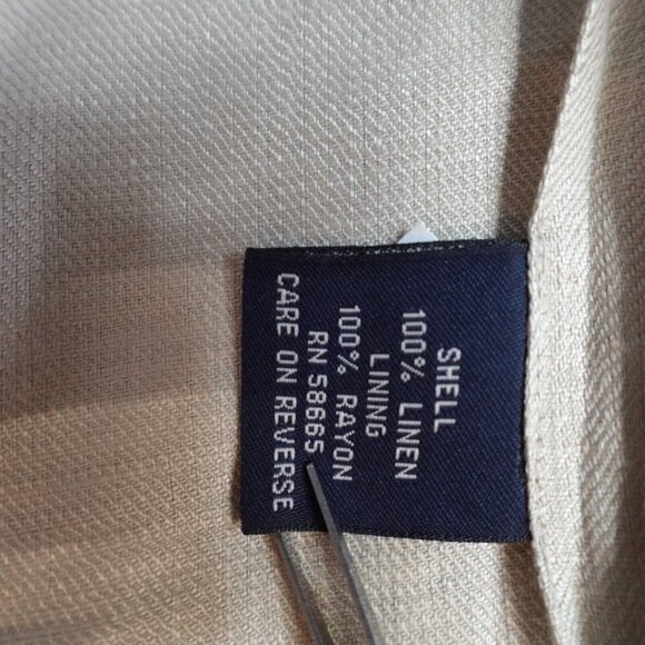 Faconnable Sport Coat 40R Beige Solid 100% Linen 3 Button Half Lined - Picture 3 of 11